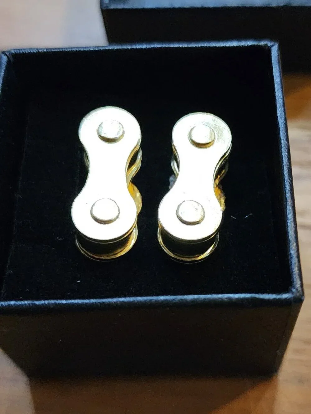 Gold Cufflinks made of Stainless Bike Bicycle chain in Gift Boxed Groomsmen's